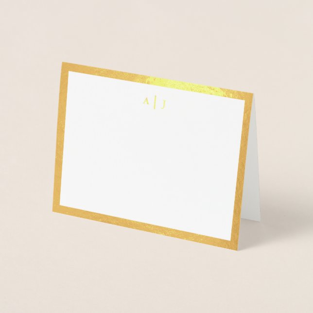 Carte Dorée Bordure dorée de monogramme simple à deux lettres (Devant)