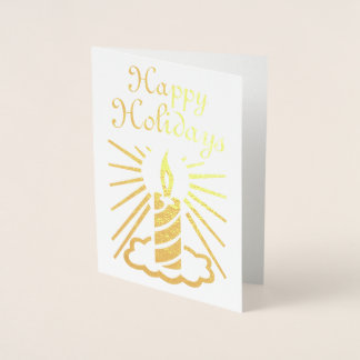 Carte Dorée Bougie Golden Happy Holidays