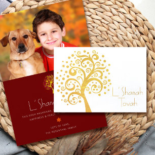 Carte Dorée Bourgogne Rosh Hashanah Tree Life Photo Real Gold