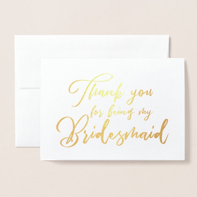 Carte Dorée Bridesmaid Beau Merci Mariage (Devant avec enveloppe)