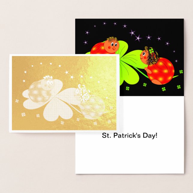 Carte Dorée Bugs sur un Shamrock avec étoiles, ZKOA (Affichage)