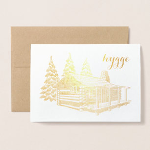 Carte Dorée cabine hygge dans les bois feuille d'or