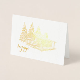 Carte Dorée cabine hygge dans les bois feuille d'or