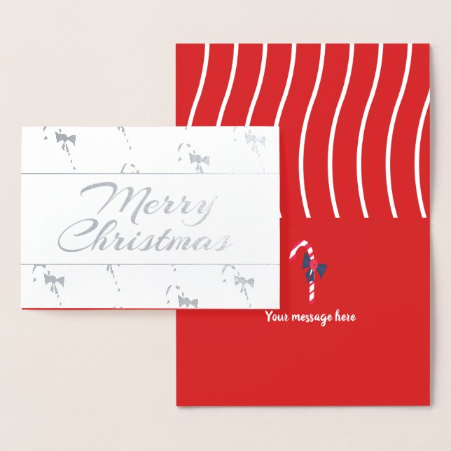 Carte Dorée Canne à sucre argentée de Noël (Affichage)