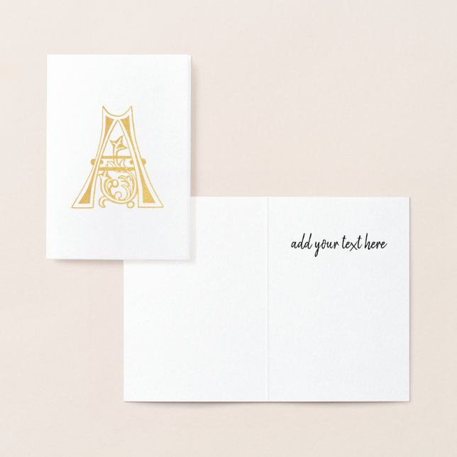 Carte Dorée Capitale décorative botanique médiévale A (Affichage)