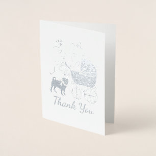 Carte Dorée Carlin chien Baby shower fille rose avec la mâchoi