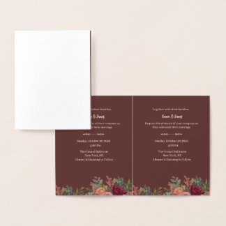 Carte Dorée Carton d'invitation de mariage luxueux bordeaux él
