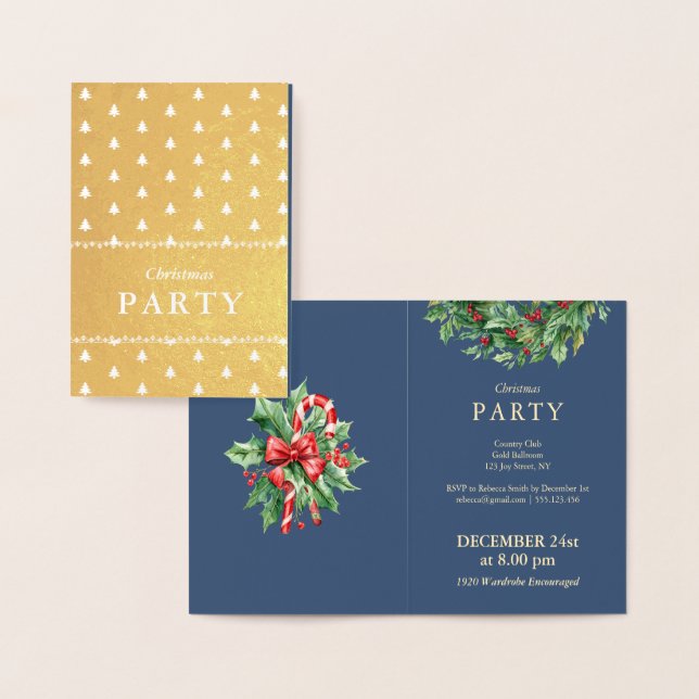 Carte Dorée Cartons d'invitation de luxe pour la fête de Noël  (Affichage)