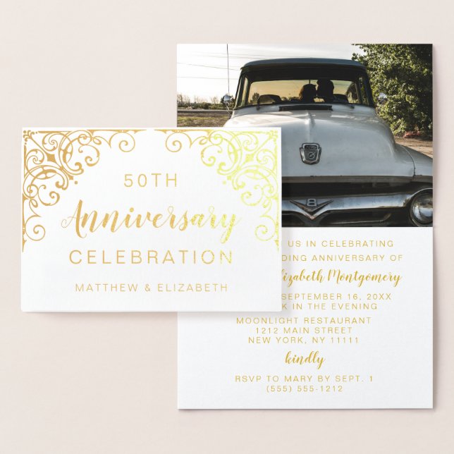 Carte Dorée Cartons d'invitation pour la fête d'anniversaire d (Affichage)