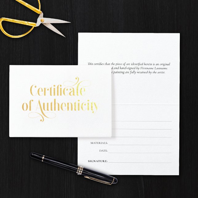 Carte Dorée Certificat d'authenticité élégant en feuille d'or (Créateur téléchargé)