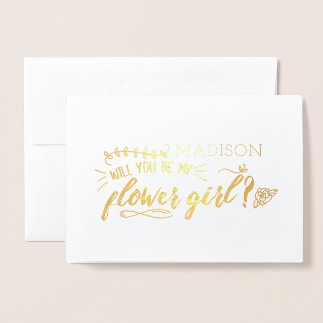 Carte Dorée Charming Doodles Be My Flower Girl (Devant avec enveloppe)