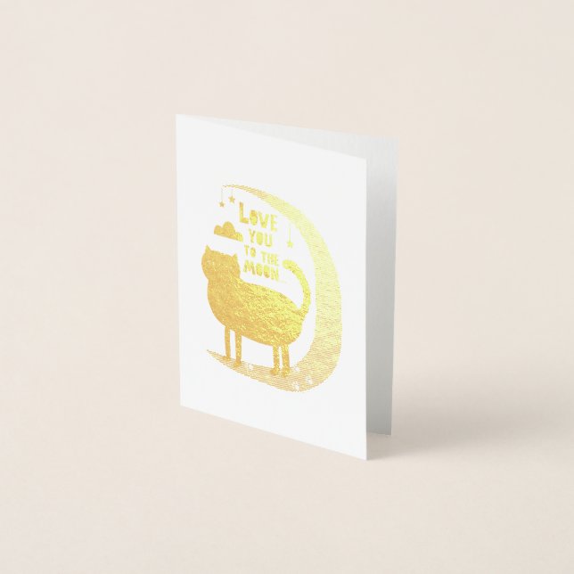 Carte Dorée Chat sur la lune (Devant)
