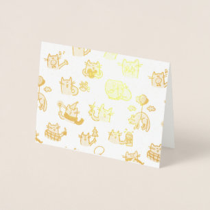 Carte Dorée Chats amusants, lait et magie.v