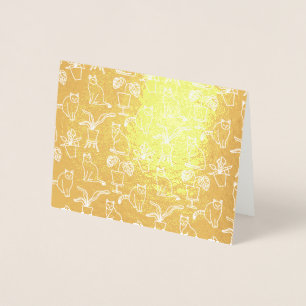 Carte Dorée Chats blancs en noir