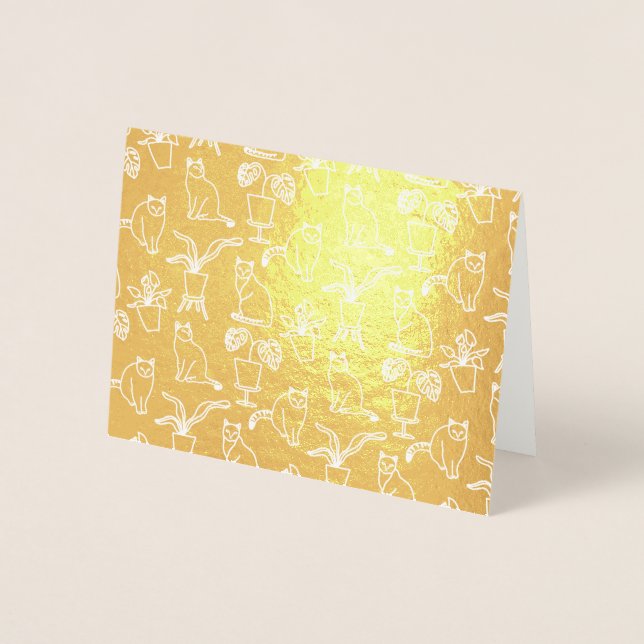 Carte Dorée Chats blancs en noir (Devant)