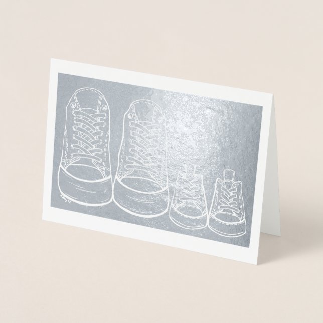 Carte Dorée Chaussures bébé Nouveau Arrivée Félicitations Nouv (Devant)