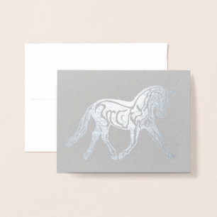Carte Dorée Cheval de dressage en feuille d'argent