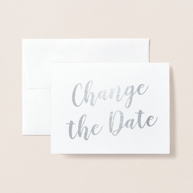 Carte Dorée Chic Elegant Changer la date Mariage Argent (Devant avec enveloppe)