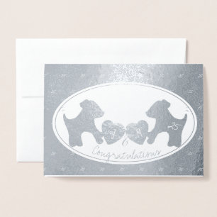 Carte Dorée Chien 25e anniversaire mariage d'argent