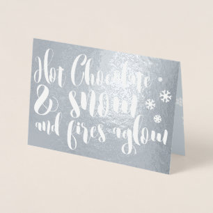 Carte Dorée Chocolat chaud et rime de neige Design de typograp