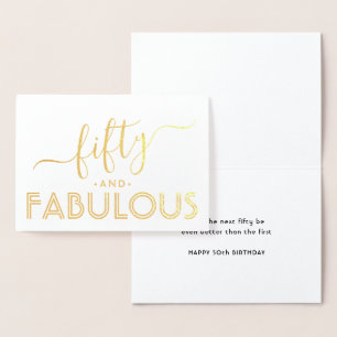 Carte Dorée Cinquante ans et Fabuleux Joyeux Anniversaire Simp