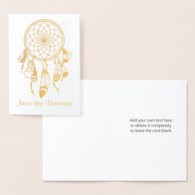 Carte Dorée Citation De Rêveur Tribal Ne Cesse Jamais De Rêver (Affichage)