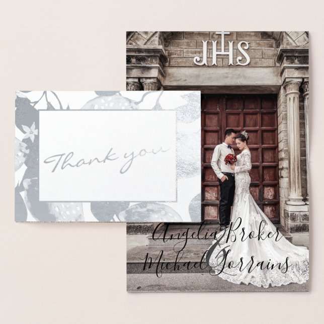 Carte Dorée Citrons argentés modernes et photographie de maria (Affichage)