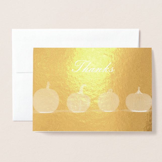 Carte Dorée Citrouille Modern GiveThanks Foil Thanksgiving (Devant avec enveloppe)