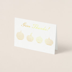 Carte Dorée Citrouille moderne donner Merci Foil Thanksgiving
