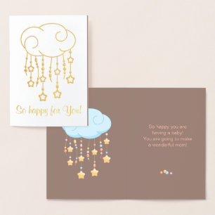 Carte Dorée Cloud Beads Stars Mobile Avoir bébé Brown