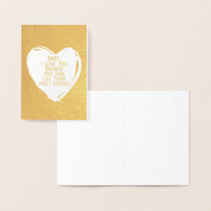 Carte Dorée Cœur de la Saint-Valentin Personnalisé Drôle et Sa