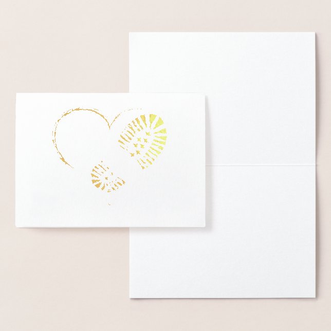 Carte Dorée cœur en stamping de bottes or métallisé (Affichage)