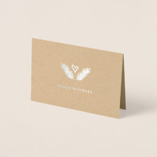 Carte Dorée Coeur & Pine - Argent & Papier Kraft Joyeuses Vaca