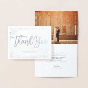 Carte Dorée Confetti Points Chic Brush Script Mariage Merci