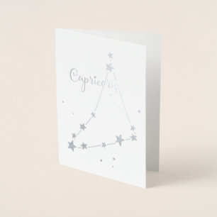 Carte Dorée Constellation du zodiaque Capricorne en feuille d'
