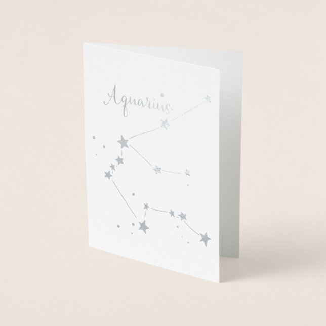 Carte Dorée Constellation Zodiaque à huile d'argent Aquarius (Devant)