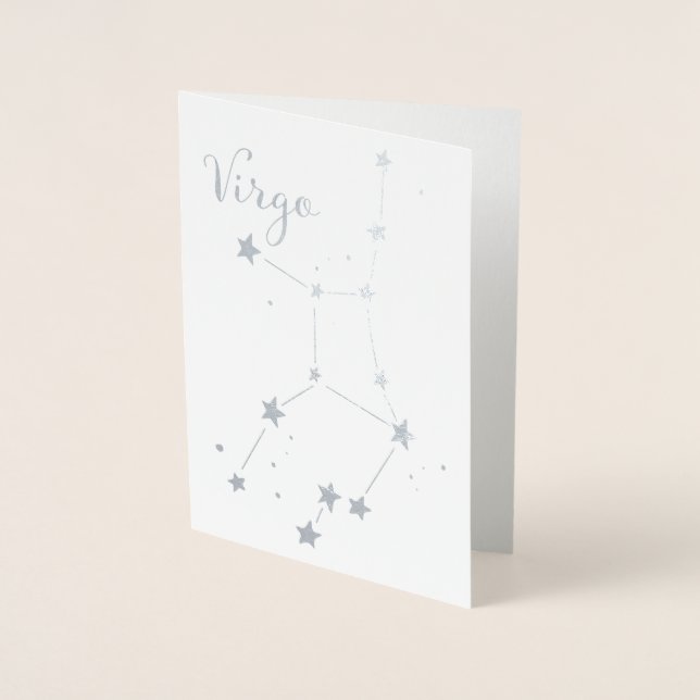 Carte Dorée Constellation Zodiaque de la vierge argentée (Devant)