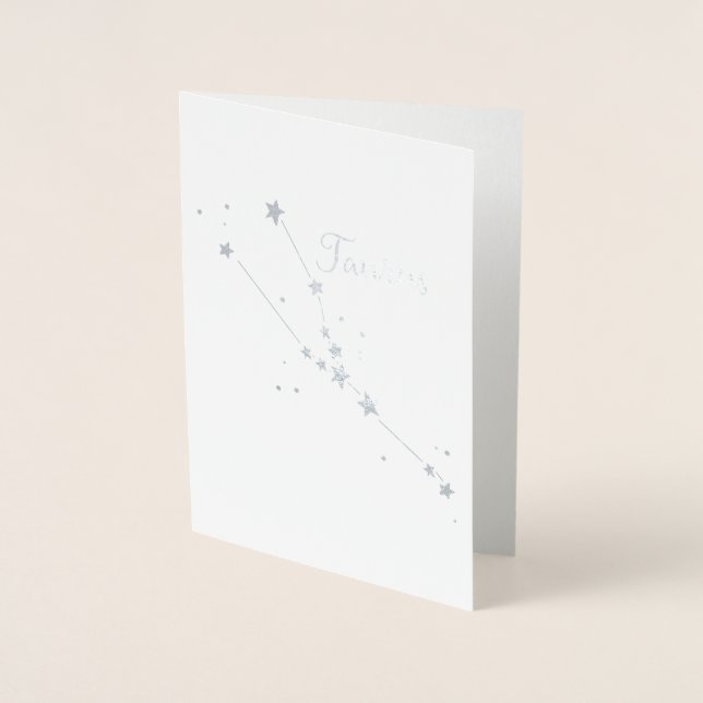 Carte Dorée Constellation Zodiaque de Taurus à huile d'argent (Devant)