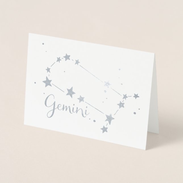 Carte Dorée Constellation Zodiaque Gemini à huile d'argent (Devant)