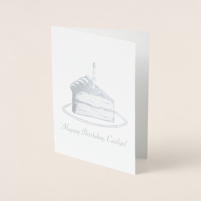 Carte Dorée Coupe de gâteau personnalisé Joyeux d'anniversaire (Devant)