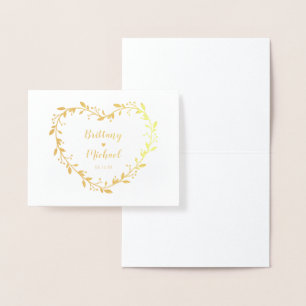 Carte Dorée Couronne de cœur en or _ Remerciements de mariage 