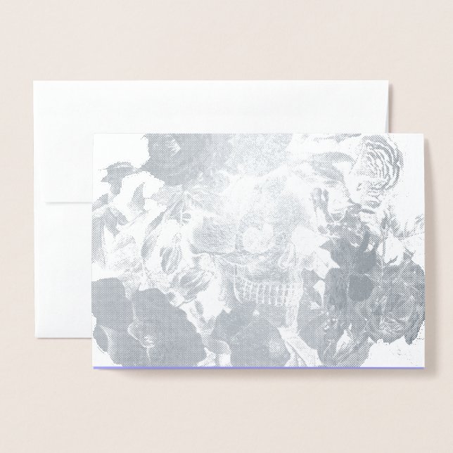 Carte Dorée Crâne floral vintage (Devant avec enveloppe)