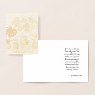 Carte Dorée Crème de Noël Vert Plantes pots