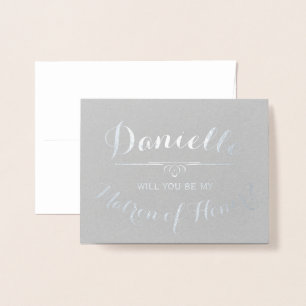 Carte Dorée Cursive Personnalisée Be My Matron of Honor