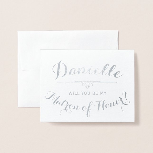 Carte Dorée Cursive Personnalisée Be My Matron of Honor (Devant avec enveloppe)