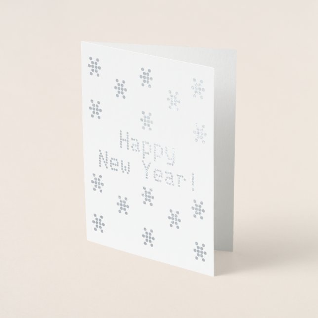 Carte Dorée Customisez-le, Bonne année, flocons de neige (Devant)
