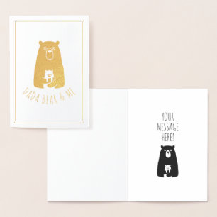 Carte Dorée DADA BEAR & ME   Papa Enfants Fils Fils Ours Dada