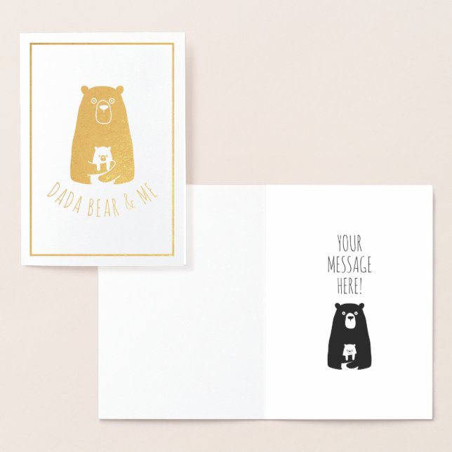 Carte Dorée DADA OURS & MOI | Papa Enfants Fille Fils Dada Bea (Affichage)