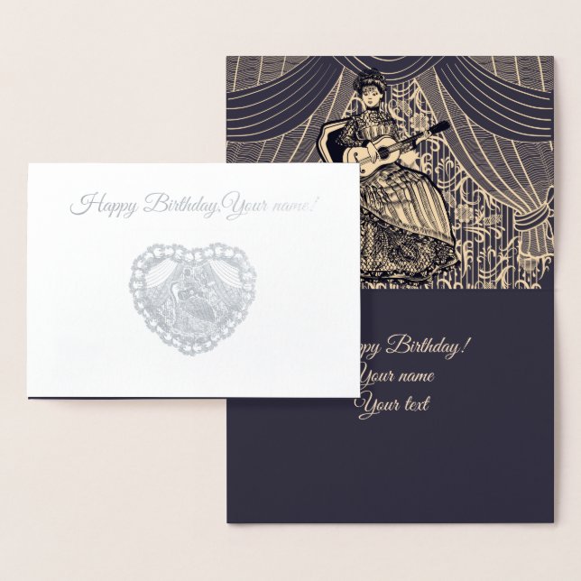 Carte Dorée Dame avec guitare (Affichage)