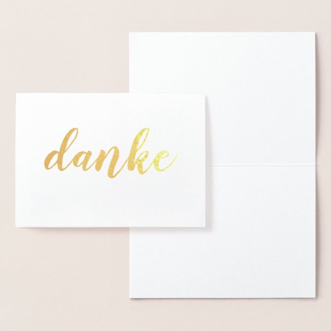 Carte Dorée Danke Merci allemand élégant script de brosse (Affichage)